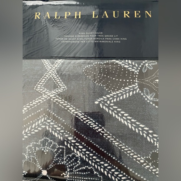 Ralph Lauren Duvet Cover Francois Navy Blue King 100% Cotton Bedding 108x96in - Picture 3 of 7